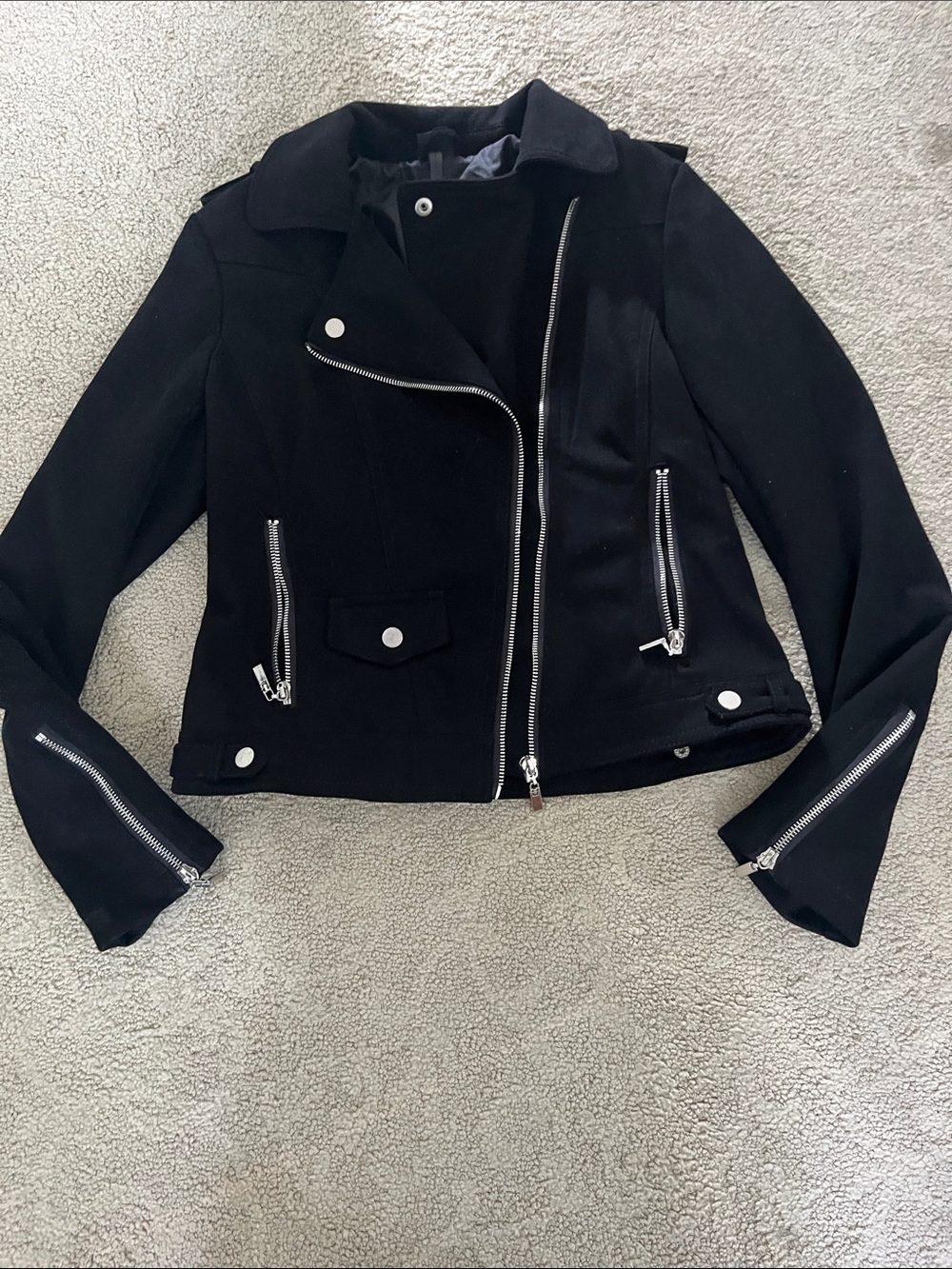 Love Token Black Moto Jacket with Silver Hardware